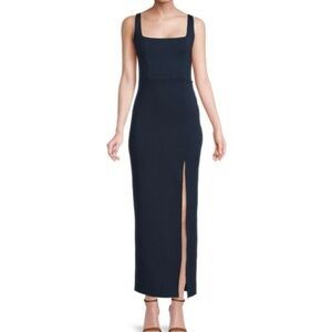 Navy Blue Socialite Midi Front Slit Dress Size L